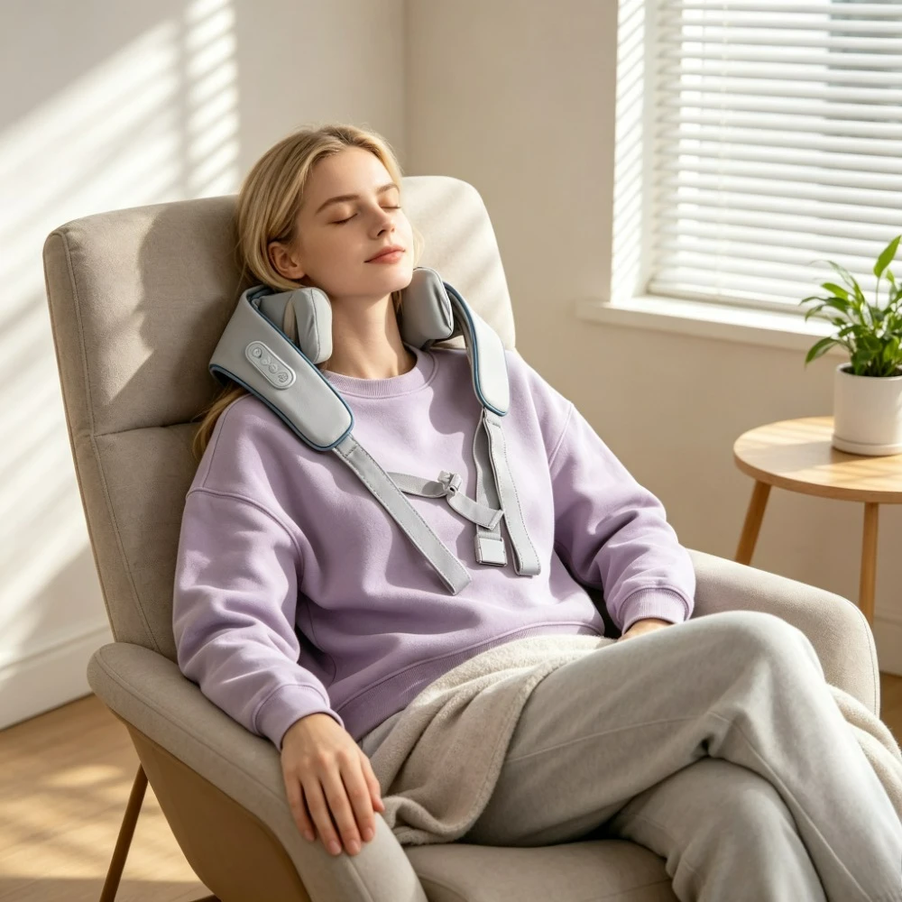Cordless Neck Shoulder Massager with Heat Function 3D Kneading Massage Shawl for Cervical Trapezius Pain Relief Home Working