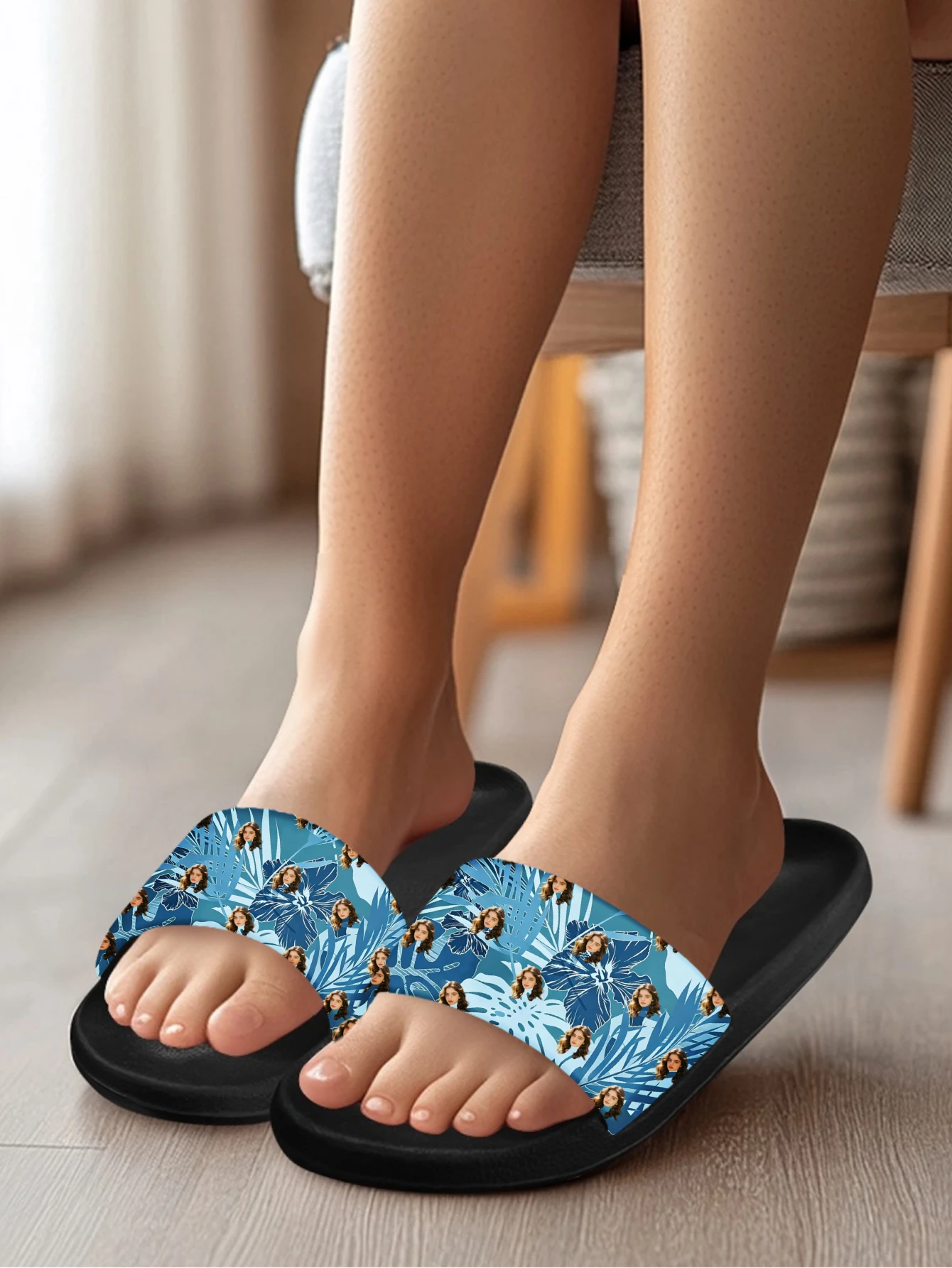 Customized women's slippers Customized text slippers Personalized fun text pictures Customized gifts for family and friends