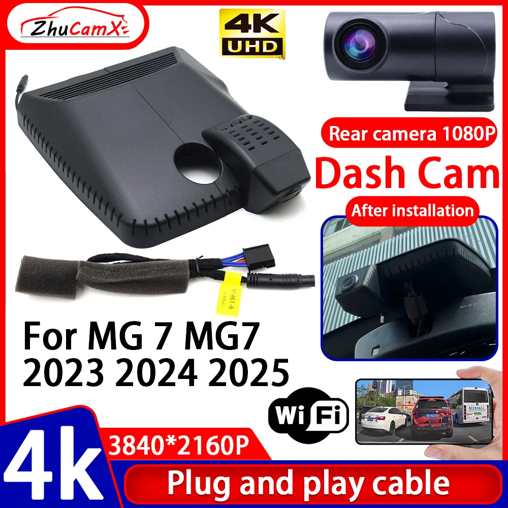 ZhuCamX Video Recorder Night Visio 4K UHD Plug and Play Car DVR Dash Cam Camera for MG 7 MG7 2023 2024 2025