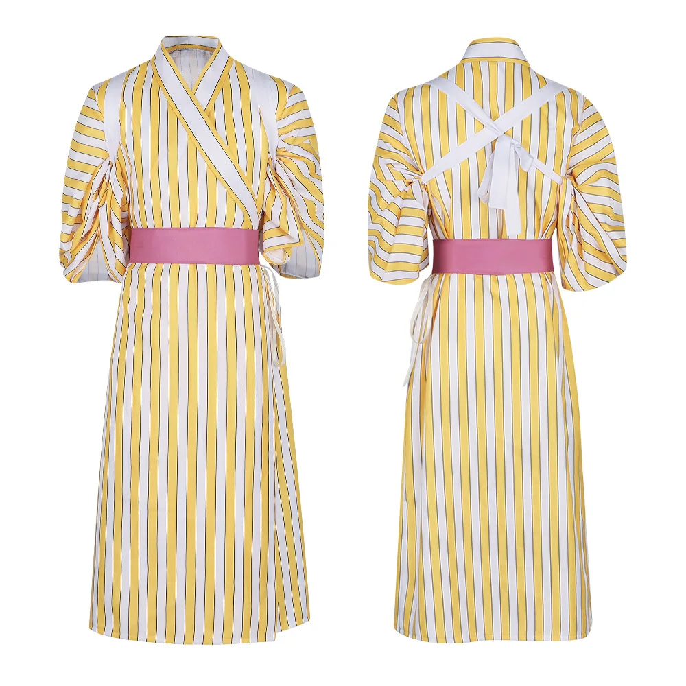 Disfraz de Sanji de Anime para Hombre Adulto, Kimono con Rayas Amarillas para Cosplay de Halloween o Peluca