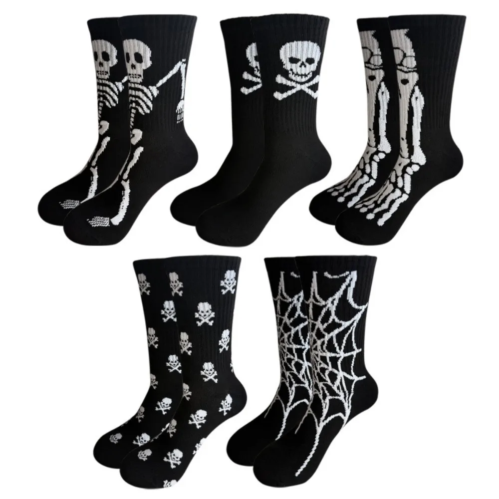 Men Women Tube Socks, Skull Rose Print Funny Novelty Street Style Socks For Skateboard Basketball Sport