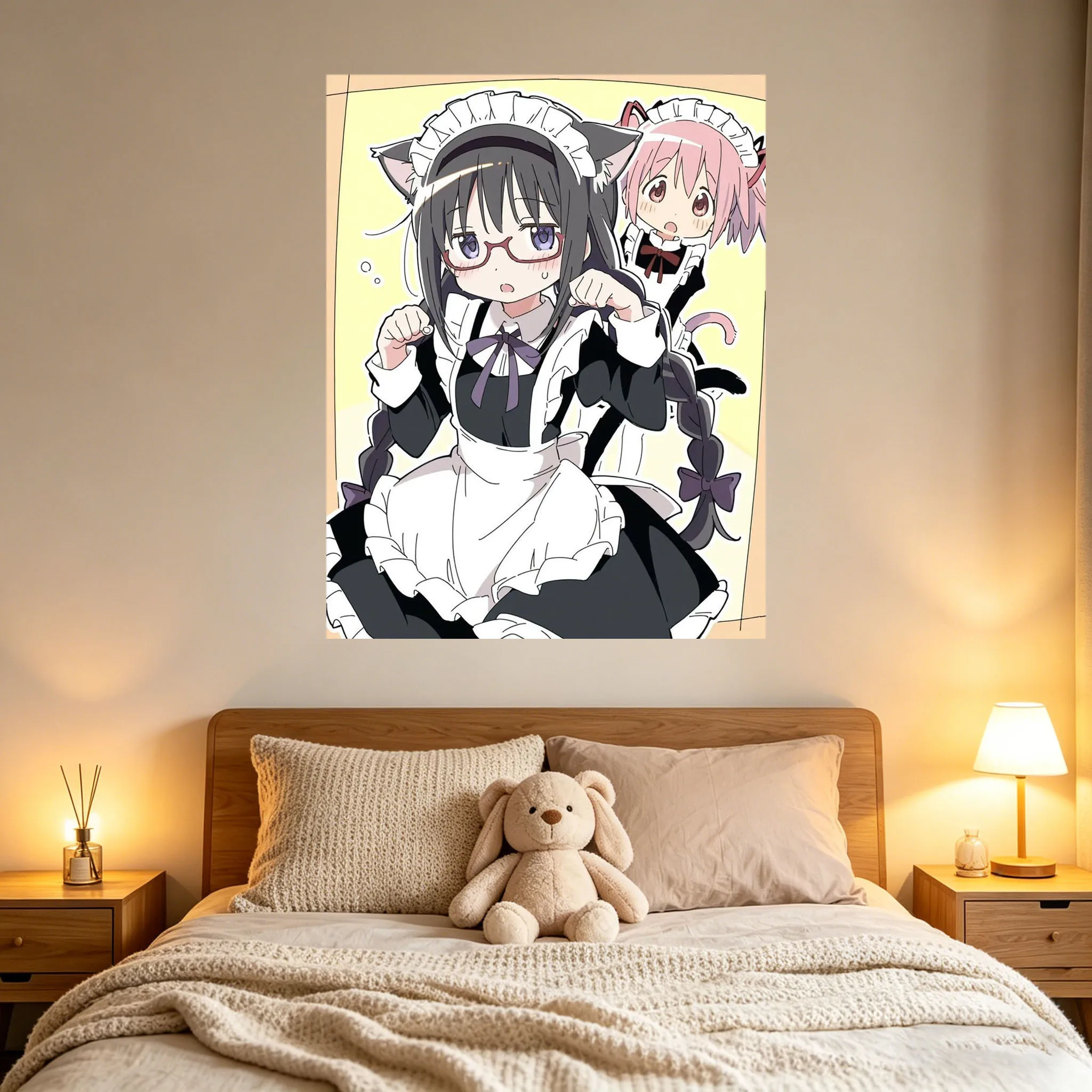 VIKAMA Magical Girl Large Tapestry Nekomimi Maid Outfit Design Cute Room Stuff Gift For Friends Suitable For Bedroom Dorm Decor