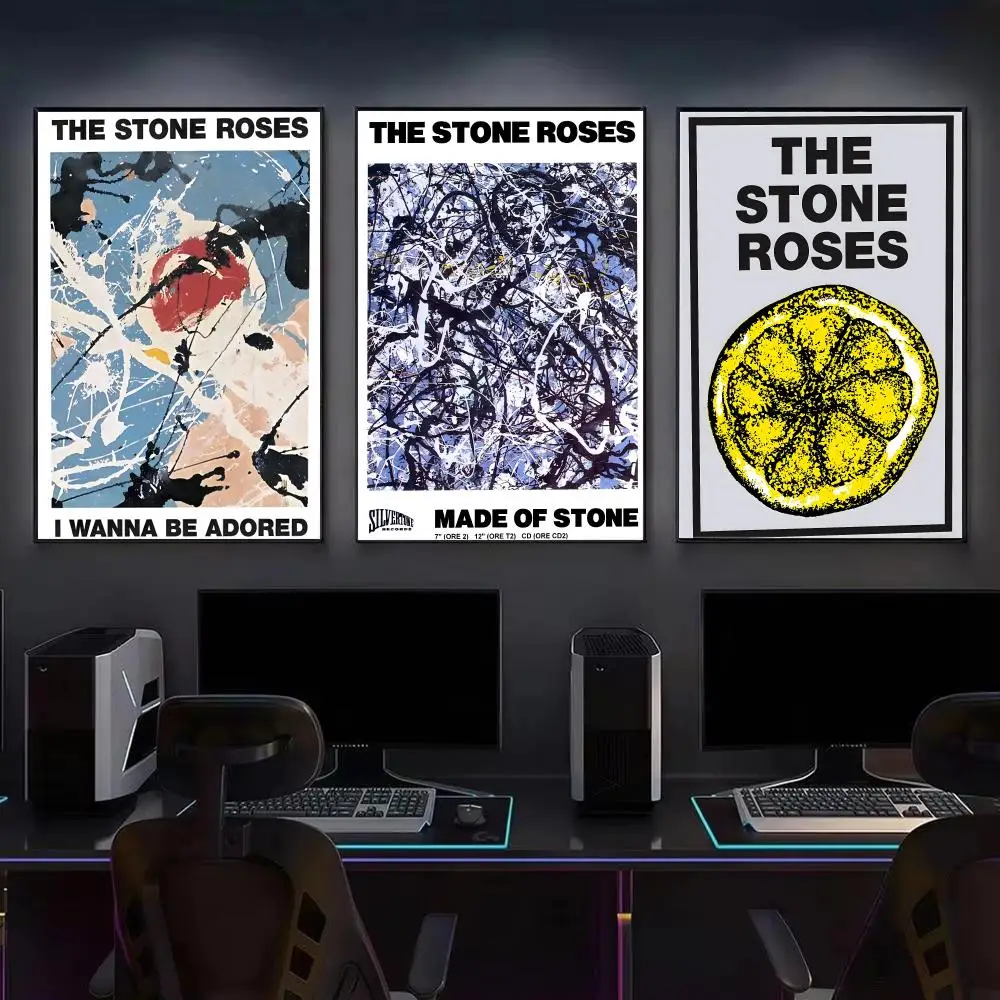 Aesthetic HD Poster, Self-adhesive Wall Art Print, Modern Home Decor, Room Decoration Gift Idea Rock Band T-The Stone Roses