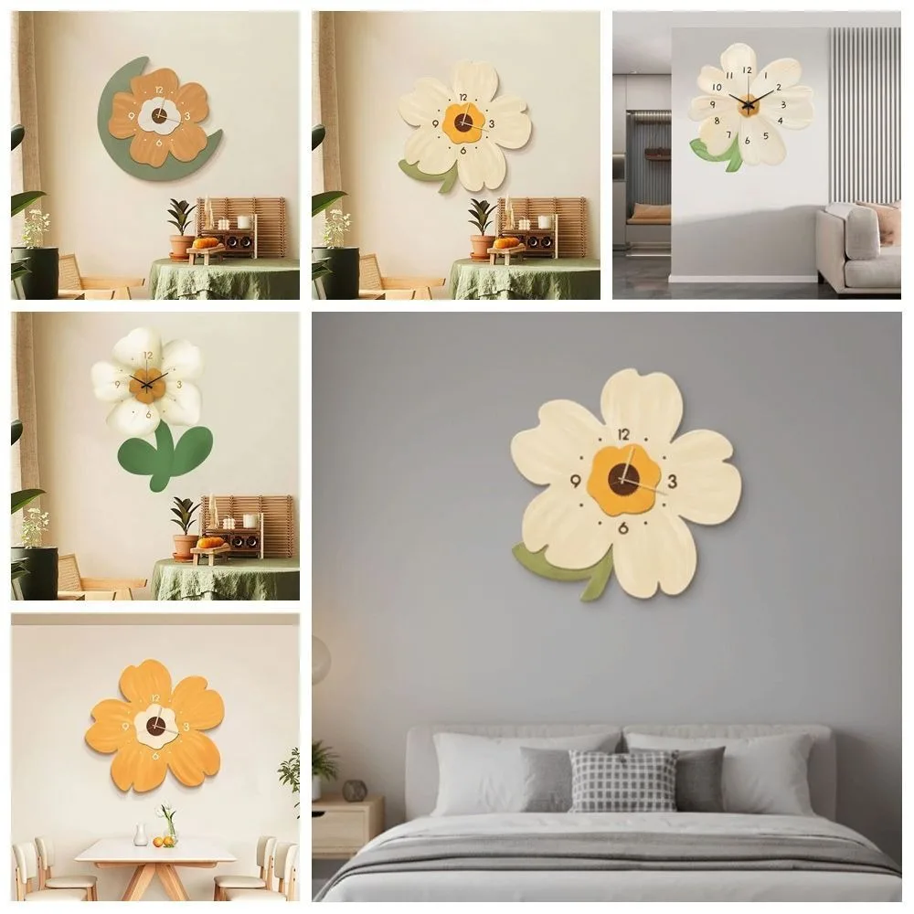 Wall Decoration 30cm Flower Creative Clock Slient Decor Modern Simple Wall Clock Cartoon Artistic Home Clock Office Decoration