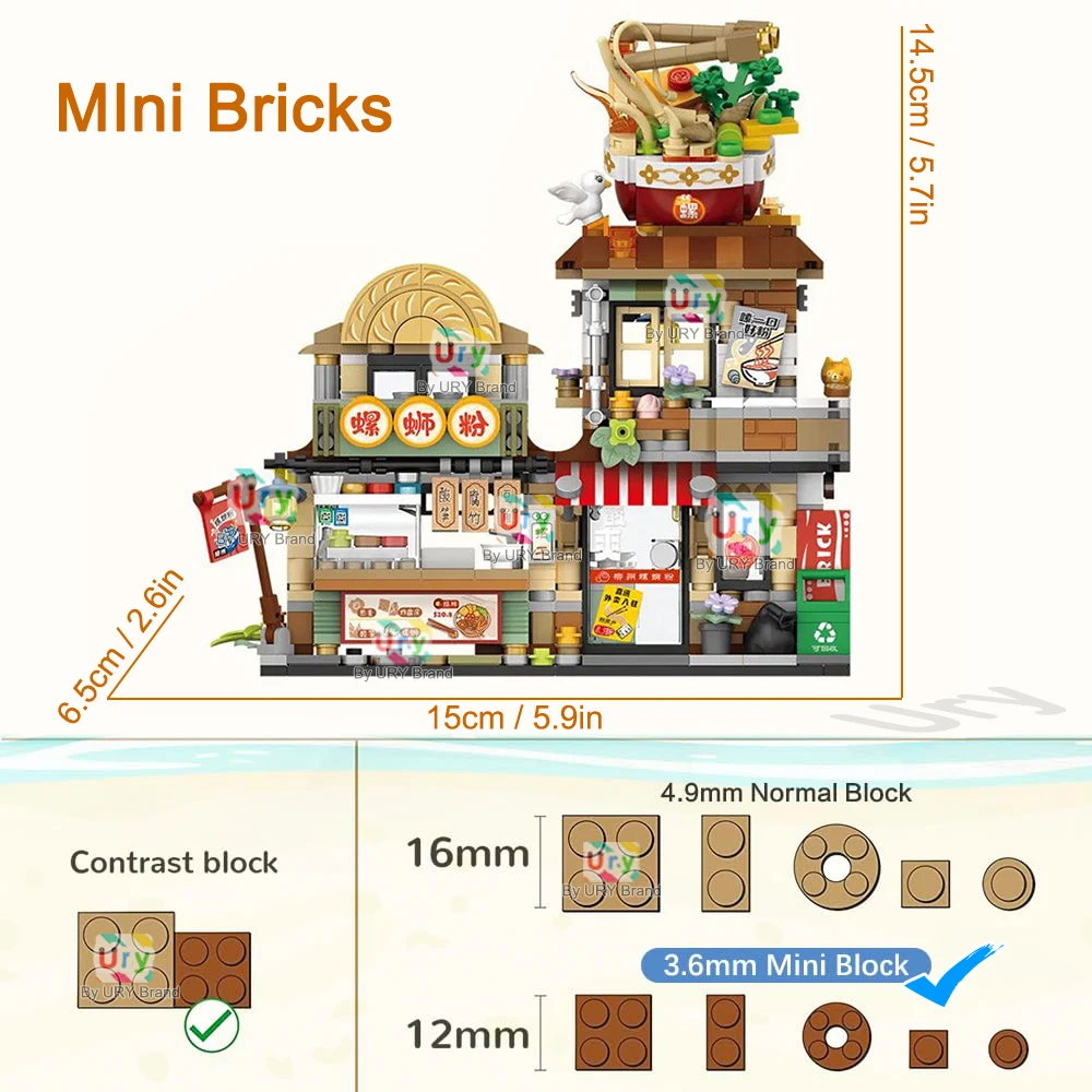 Mini City Japanese Street View Modular Villa Retro Noodle Shop Store Friends House MOC Architecture Building Blocks Set for Gift