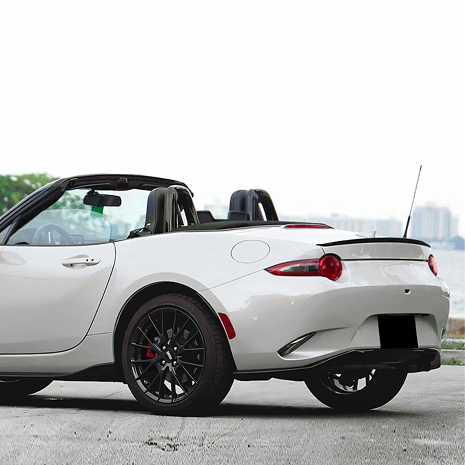 

For Mazda MX-5 Miata MX5 ND 2016-2026 Convertible 2-Door Carbon Fiber Look/Gloss Black Rear Trunk Spoiler Wing Lip Tail Splitter