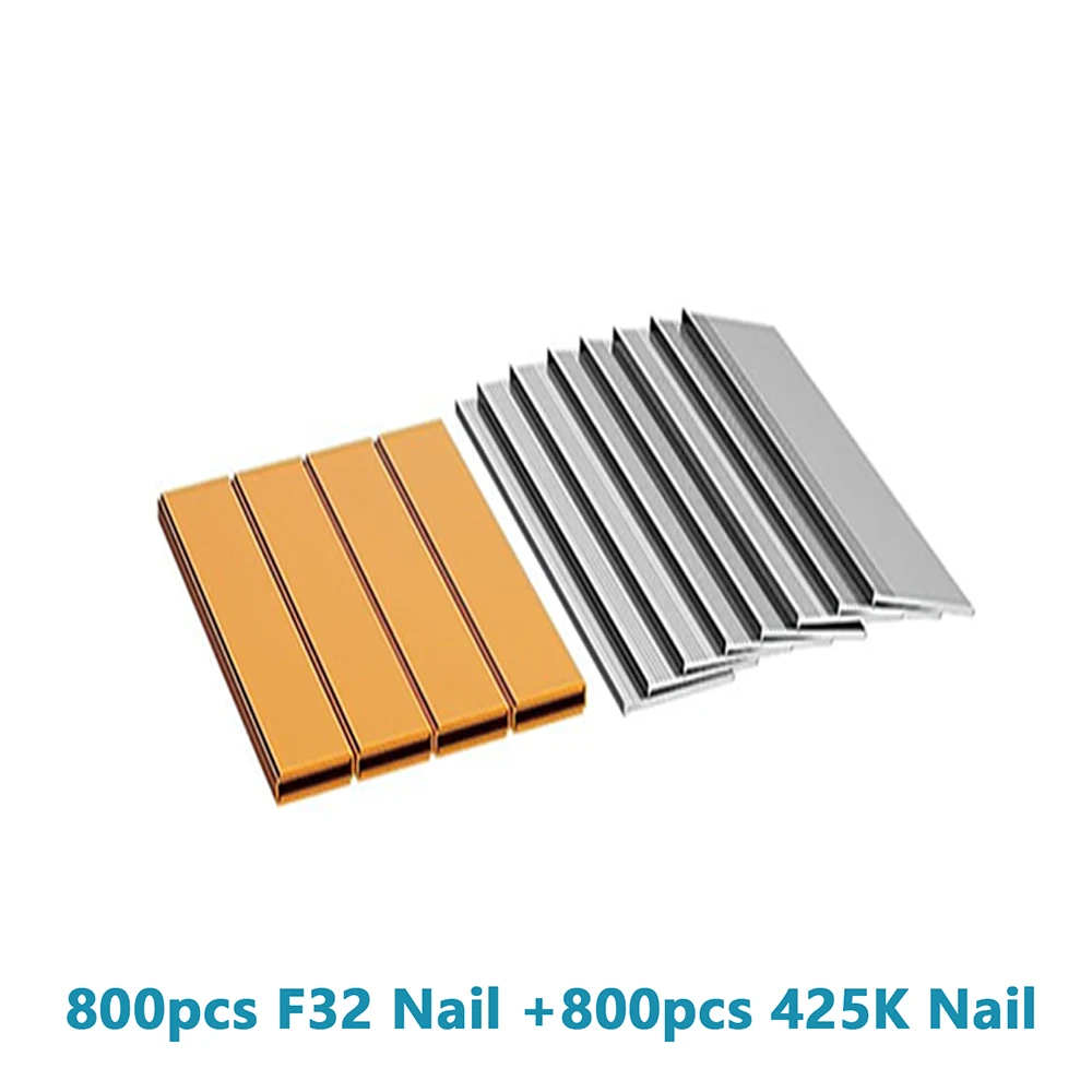 800 ชิ้น 425 พันลวดเย็บกระดาษเล็บ + 800 ชิ้น F32 เล็บสําหรับปืนเย็บกระดาษไฟฟ้าเครื่องเย็บกระดาษเครื่องมืองานไม้