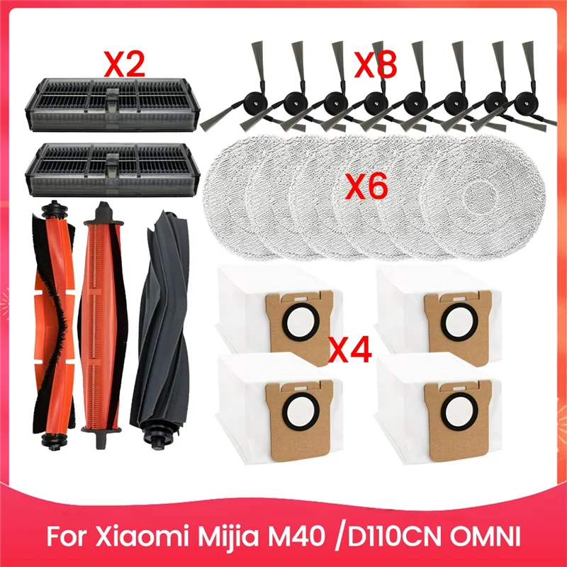 

AA76-23PCS Brush Filter And Mop Cloth Kit For Xiaomi Mijia M40 D110CN OMNI Vacuum Cleaner Accessories Replacement Parts