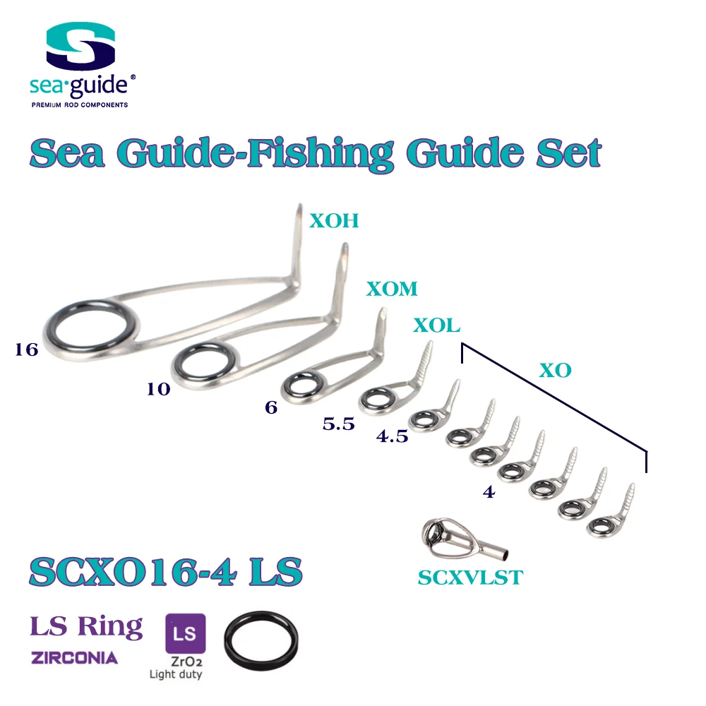 Sea Guide Single Foot Fishing Guide XOLS Set Stainless Steel Frame Zirconia Ring for Spinning Fishing Rod Builder Surf Fishing