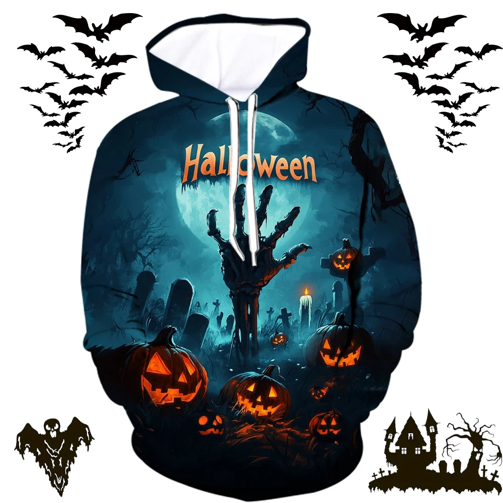 

Autumn and Winter Halloween Men's Hoodies Unisex 3D Pumpkin Horror Printed Sweatshirts Harajuku Fashion Pullovers Men Clothing