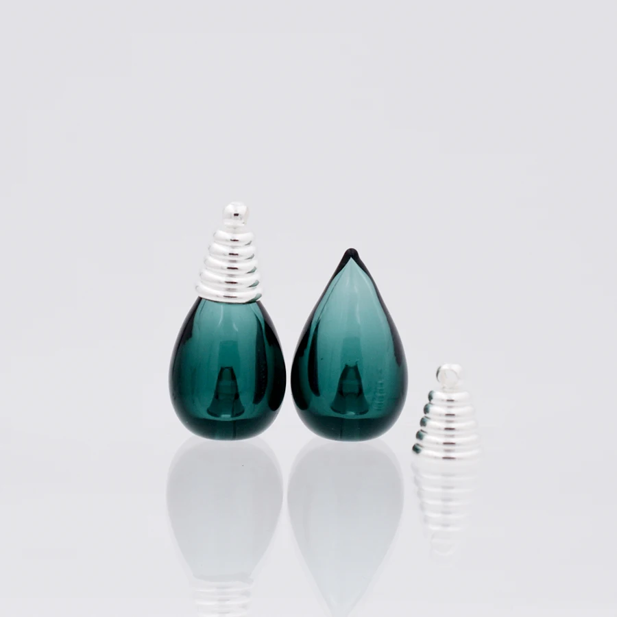 2pieces SNASAN Drop Colored Glass Bottle Necklace Pendant Earrings Charms Diffuser Perfume Refillable Jewelry Making Materials