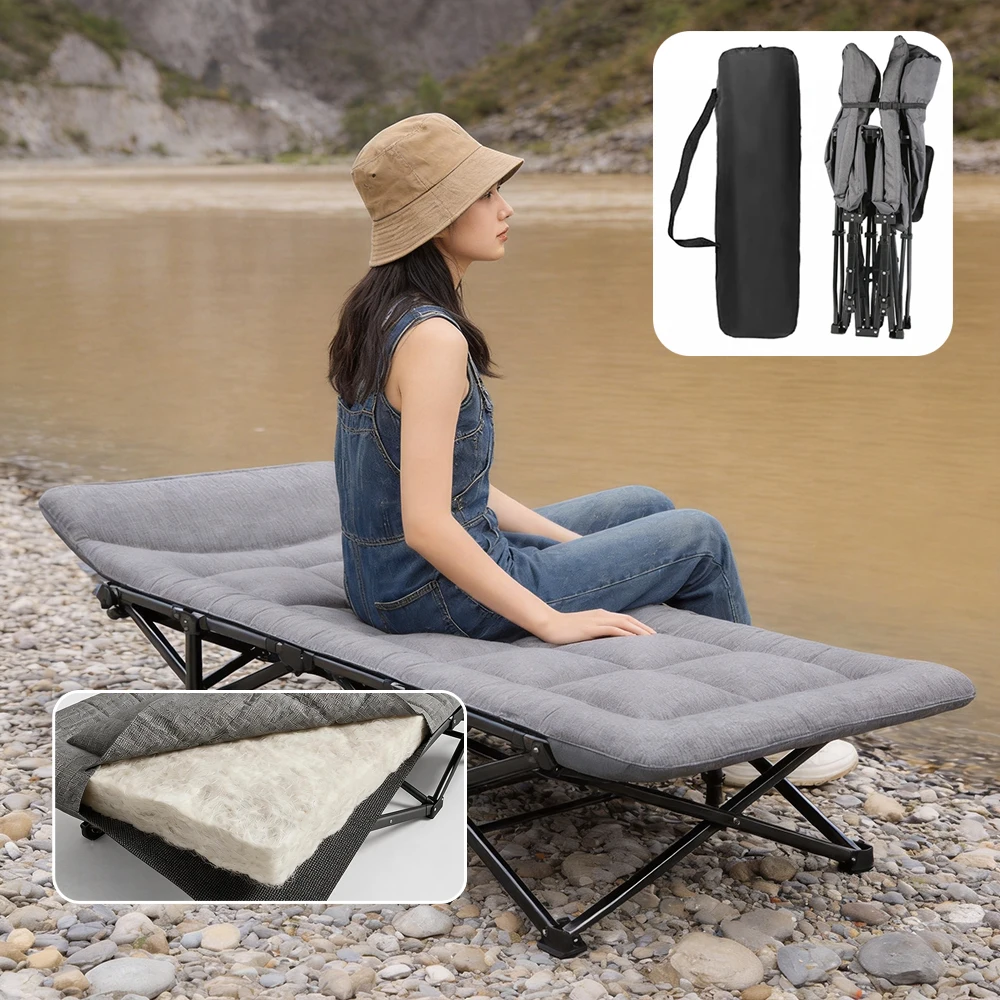 Lit de camping pliable portable pour extérieur, lit de randonnée individuel en alliage d'aluminium 7075 pour le bureau et la maison