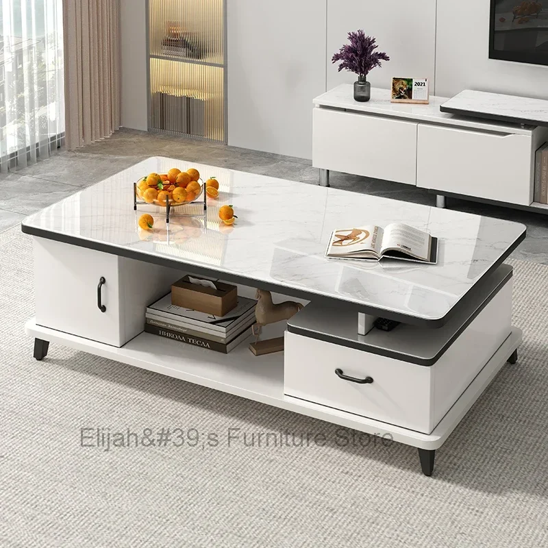 

Storage Living Room Coffee Table Simple Drawers Rectangle Glass Nordic Coffee Table Sofa White Mesa Auxiliar Home Furniture