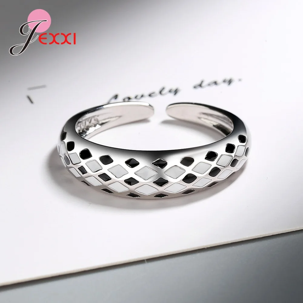 Handmade New 925 Sterling Silver Needle Geometric Rhombus Open Rings For Women Lady Girl Gift Anillos Mujer