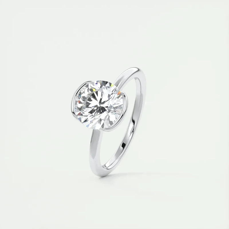 Lnngy 6,5 MM 1CT Half Bezel Moissanit Ring für Frauen S925 Sterling Silber Solitaire Verlobungsring Zertifizierter Schmuck Geschenk – Detail 8