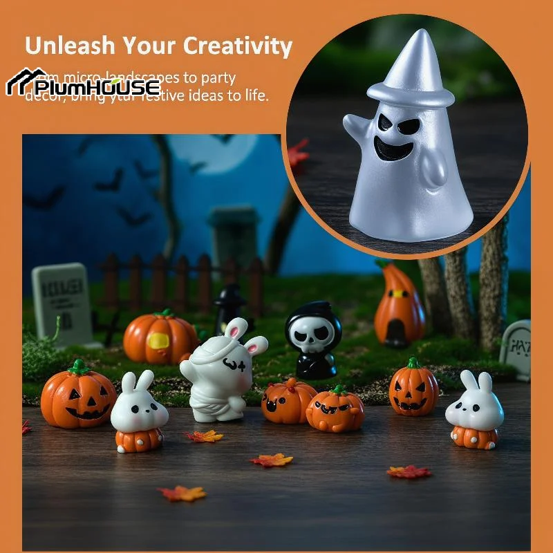 Mini Halloween Cute Resin Figurines Various Cartoon Designs Fine Workmanship For Desktop Party Micro Landscape Decor