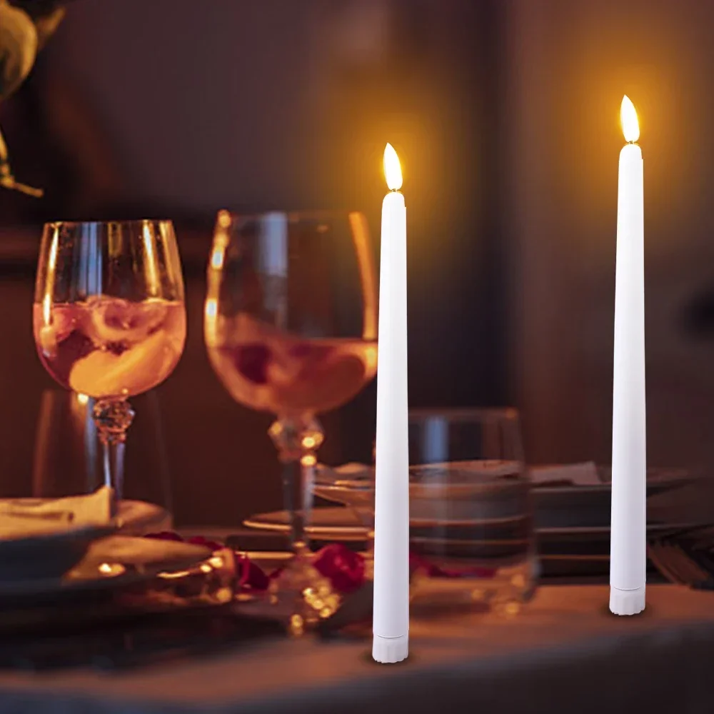 Luci di candele finte senza fiamma 3D per la decorazione della cena di nozze di compleanno Candele elettroniche a LED Batteria