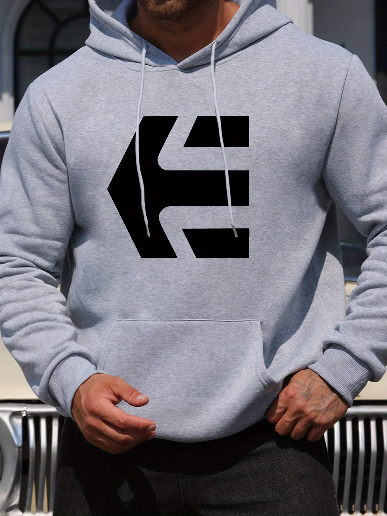 

Graphic Hoodie Sudaderas Geometric Letter Print Pullover with Drawstring Long Sleeve Sweatshirt for Spring Casual Wear Hoodie