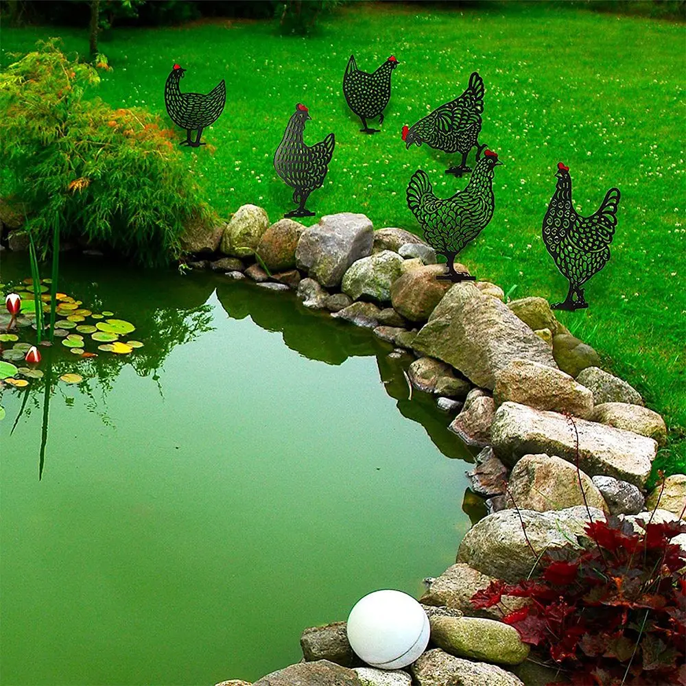 6 قطع من ديكورات حديقة ساحة الدجاج تمثال أكريليك ديكور مجوف على شكل حيوان للمنزل في الفناء الخلفي #4