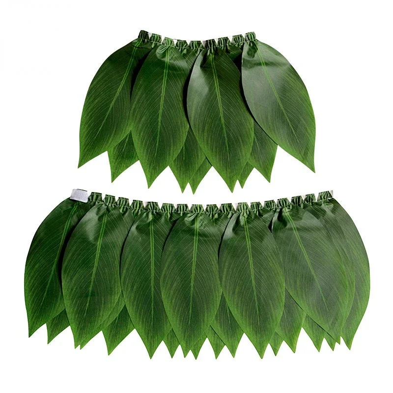 Hula Skirt Hawaiian Party Green Leaf Big Leaves Elastic Dancer Wear Holiday Decoration Children Adult Wedding Festival