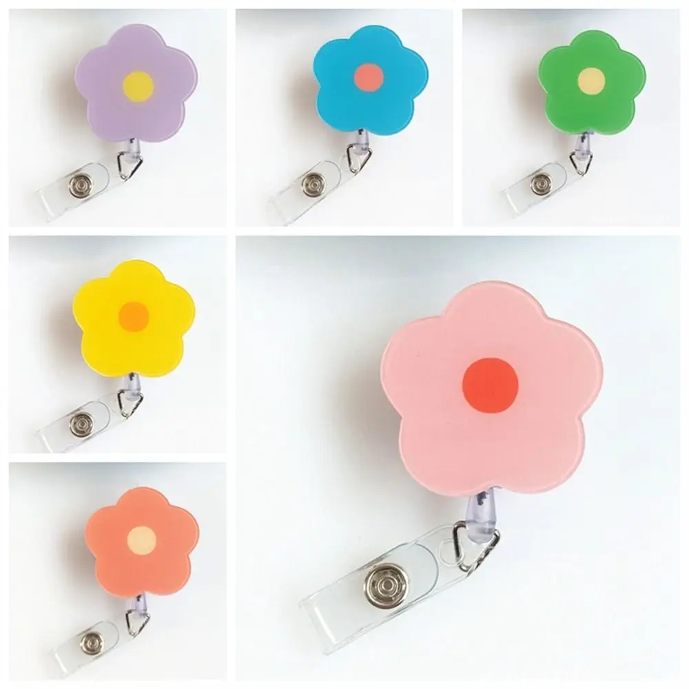 Cartoon Flower Nurse Badge Reel Chest Card Work Card Retractable Badge Holder Acrylic Colorful ID Card Holder Doctor Students