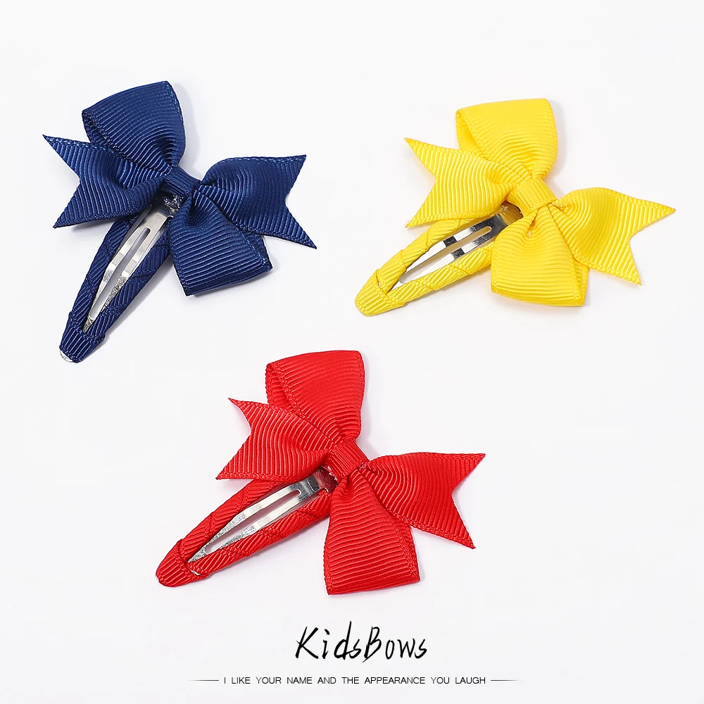 

2Pcs/Lot Solid Color Bows Hair Clip For Kids Girls Ribbon Bowknot BB Clip Cute Baby Barrettes Hairpins Headwear Hair Accessories