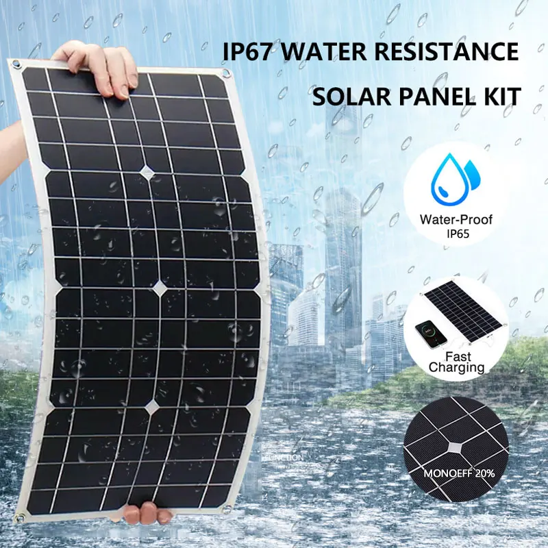 600W Portable Solar Panel12VPower Bank, Solar Panel Kit 18V Controller Solar Plate For Home/Camping/RV/Car Fast Battery Charger