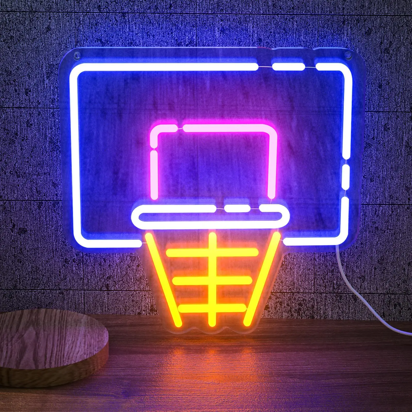 

Basketball hoop neon, USB powered, with dimmable switch, suitable for game rooms, sports clubs and room decor