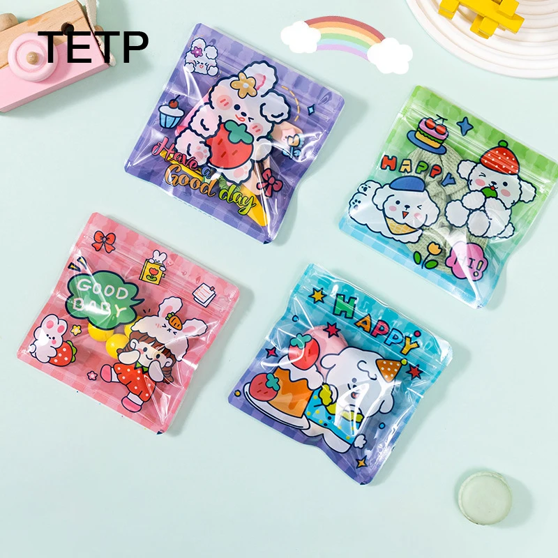 TETP 100Pcs Happy Ziplock Bags Birthday New Year Gift Card Packaging For Jewelry Earrings Necklaces Display Decoration Favors