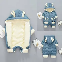 Infant Thick Velvet Rompers Clothing Winter Autumn Padded Warm Onesie Baby Girl Boy Jumpsuit Kids Overalls Newborn Down OnePiece