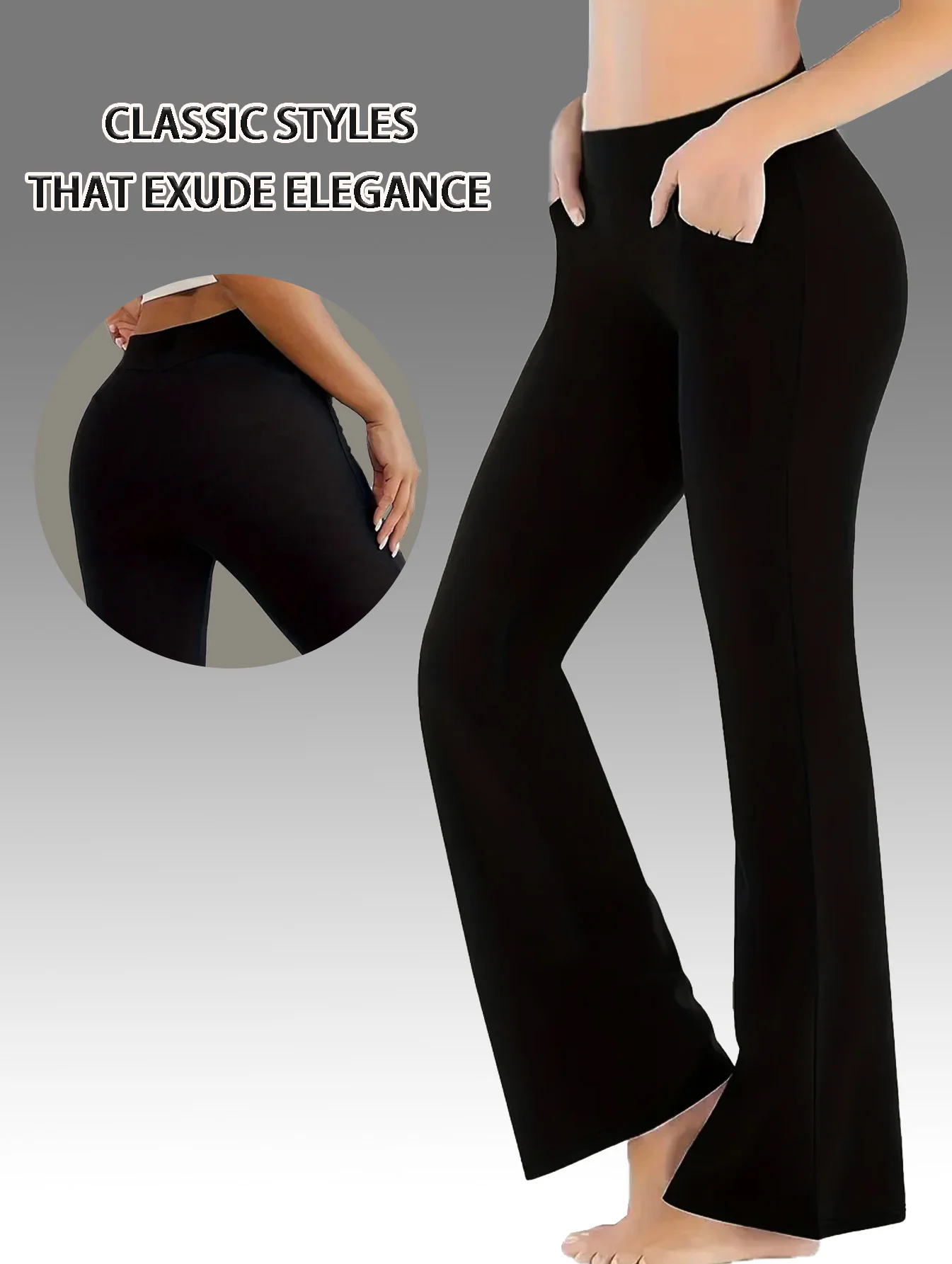 【3点セット】女性に人気のフレアパンツ、ヒップアップ効果のあるスリムスポーツヨガパンツ、ポケット付きのトリコロールコンビネーション