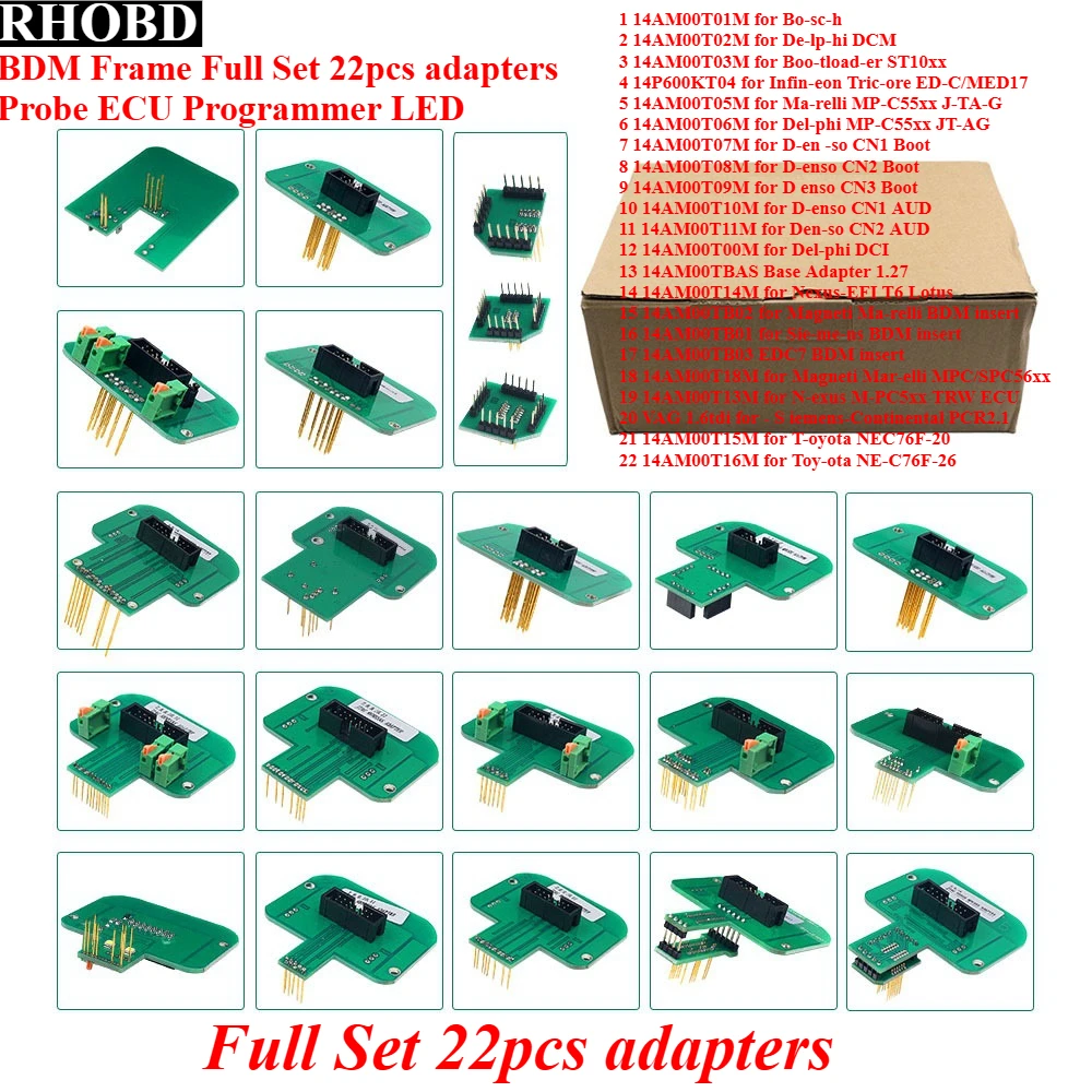 

Последние 22 шт. адаптеры BDM, полный набор рамки BDM для KTAG KESS FGTECH BDM100, адаптеры для зондов, светодиодный адаптер ECU RAMP, чип, адаптер для настройки инструмента