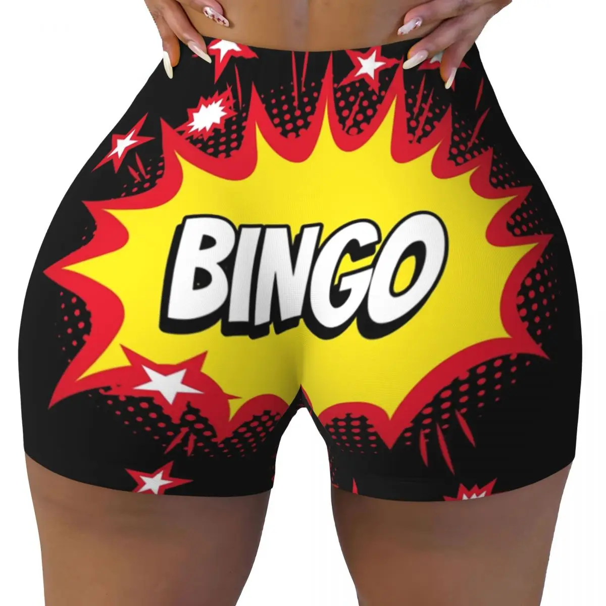 Custom Women's Best Play Bingo Workout Yoga Shorts Paper Game Gym Athletic Biker Running Shorts
