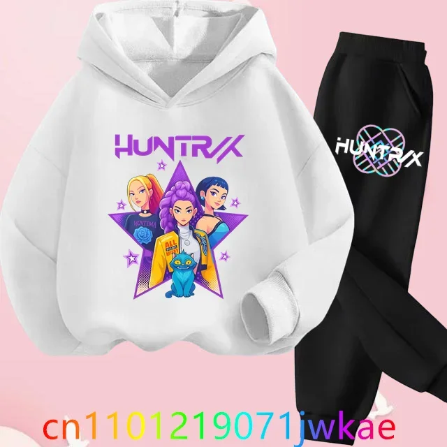 

KPop Demon Hunters Hoodie Set Girls Fashion Casual Sweatshirt Movie New Kid K-Pop Demon Hunters Hooded Suit Toddler Girl Clothes
