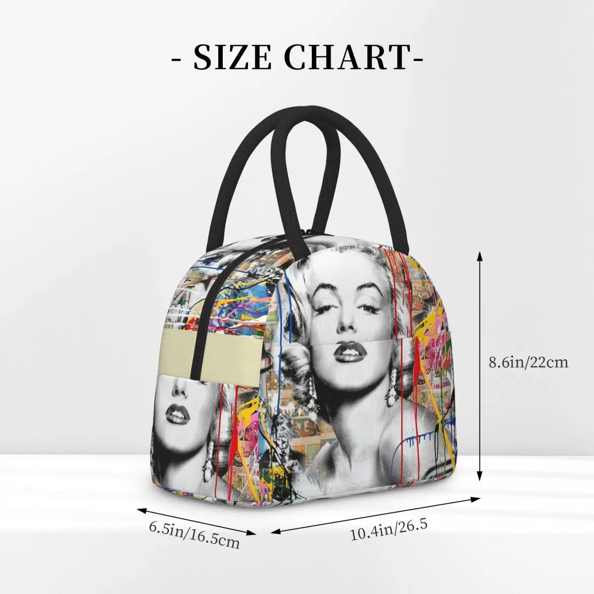 مارلين مونرو الملونة البوب المزج بانكسي الغداء حقيبة معزول بينتو صندوق الغداء حمل حقيبة تخييم حقيبة للحفاظ على البرودة لمكتب الطلاب