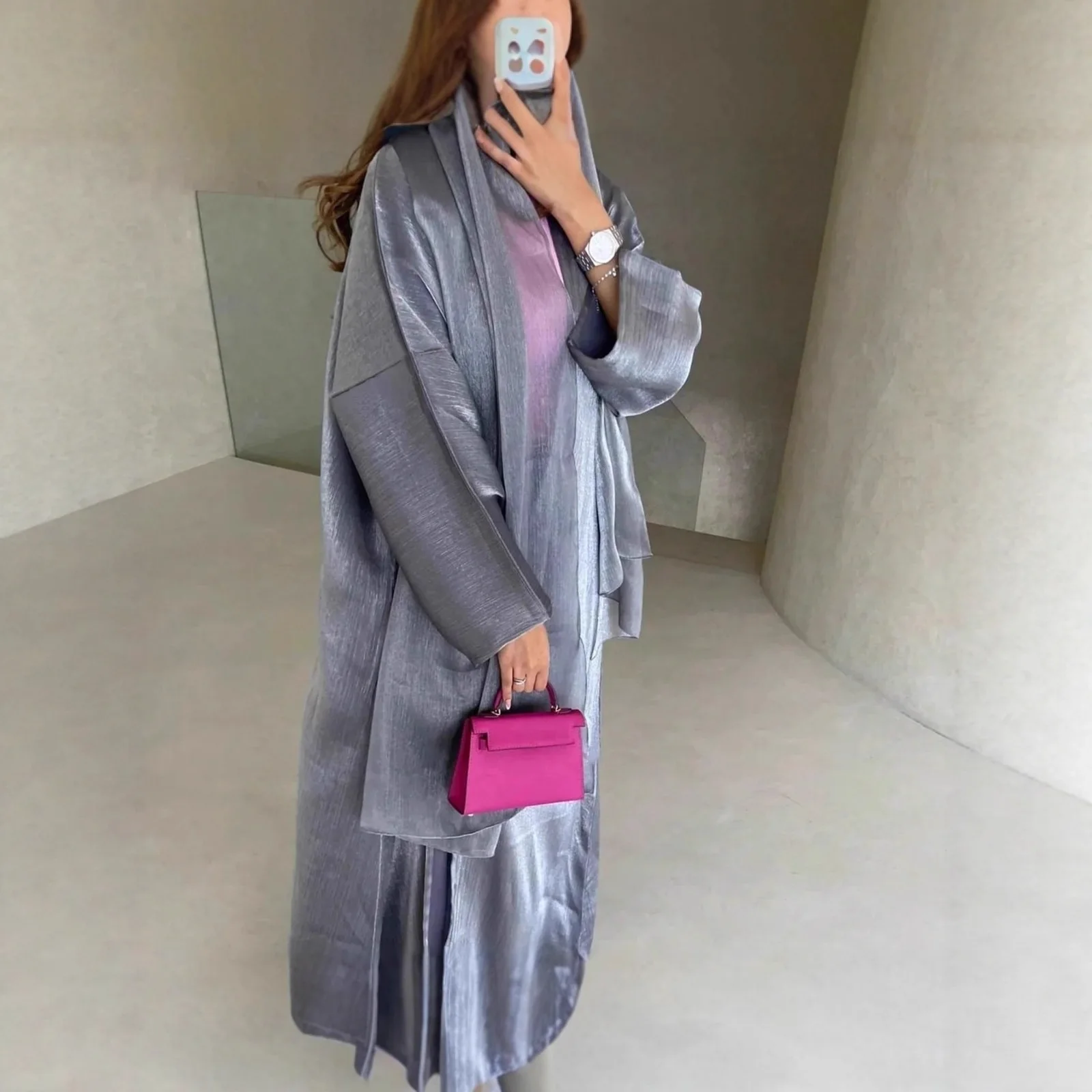 

Djellaba Ramadan Open Satin Kimono Abaya Dubai Islam Muslim Kaftan Dress Turkey For Women Jalabiya Robe Arabic Musulmane Femme