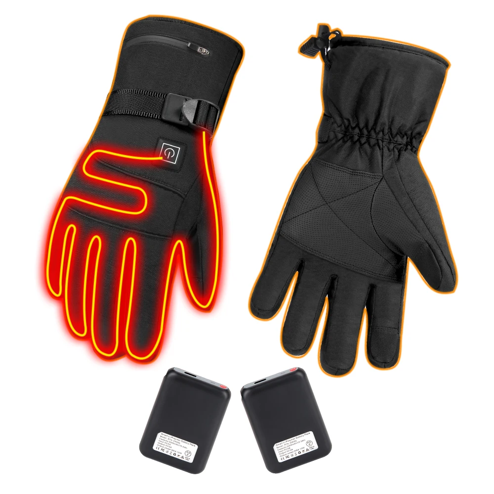 

Electric Heated Gloves Winter Skiing Heated Gloves Moto Warm Waterproof Rechargeable Heating Thermal Gloves For Snowmobile