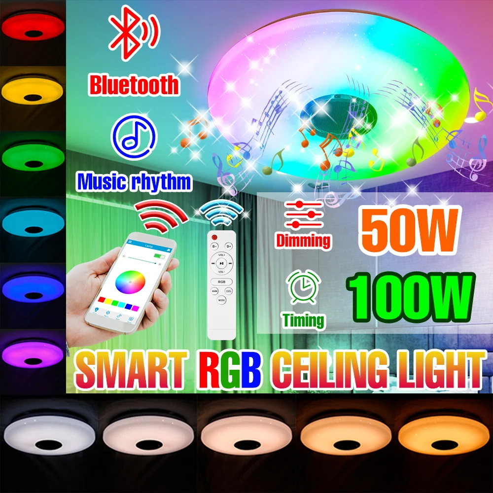 100w-rgb-led-シーリングランプ-bluetooth-接続-app-リモコンアンビエントライト-ac100-240v-スマートスピーカー付き音楽を再生可能