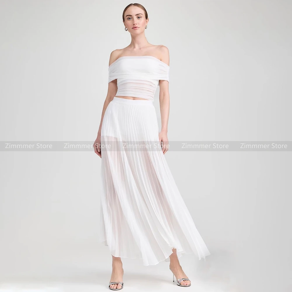 

Women's 2024 Summer New Fashion Pleated Irregular Spelling Slightly Sheer Half-body Skirt