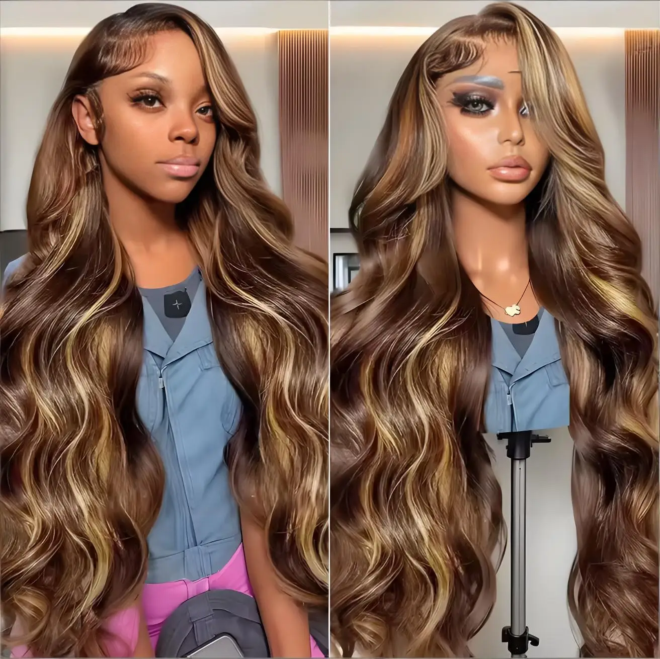 

Парик с HD-кружевной передней частью 13x6, 427, кудрявый, коричневый омбре, 100% натуральные волосы, 40 дюймов, волнистый, 200% плотность