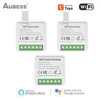 AUBESS Tuya Wifi / Zigbee 16A Mini Smart Switch 1/2/3/4 Gang Support 2-way Control For Smart Life Alexa Google Home Yandex Alice