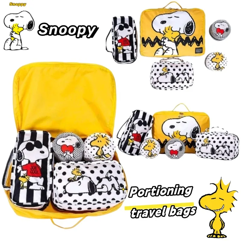 

New Snoopy Woodstock Anime Peripheral Cartoon Printing Travelling Clothes Portable Storage Dispenser Bag Set BFF Holiday Gift