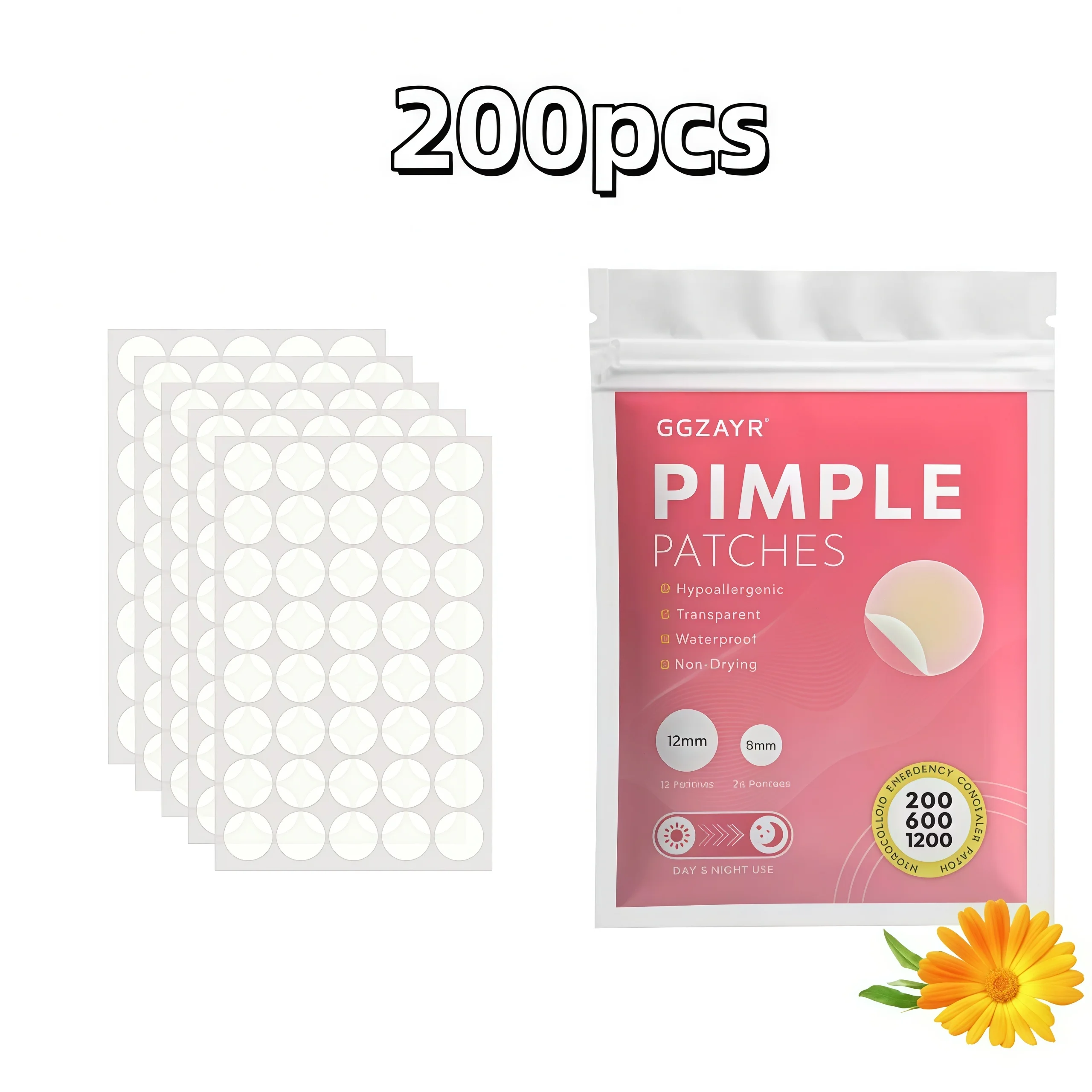 Round Dot Acne Patch Set 200/600/1200pcs, Minimalist Invisible Skin Covers for Party & Daily Use image 3