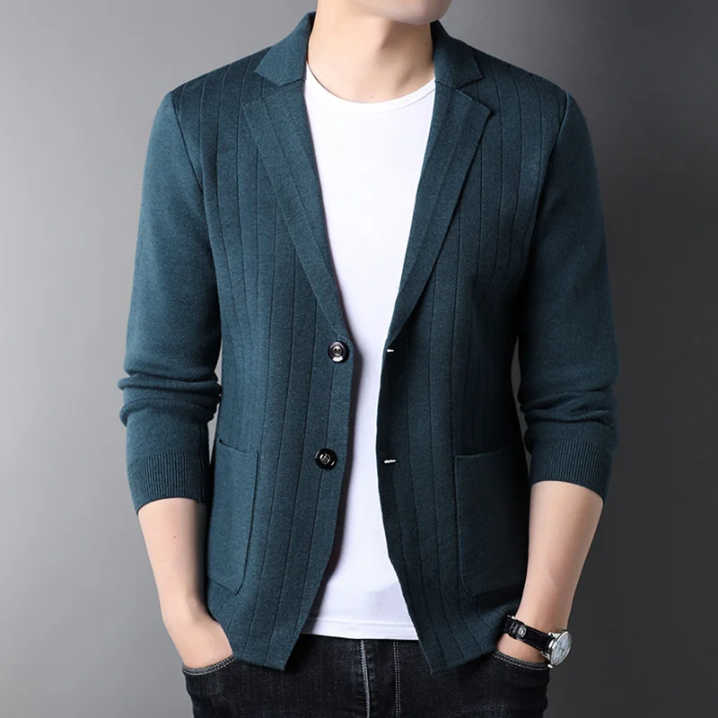 

Top Grade 2.8% Wool Men's Knit Single Cardigan Coat 2023 New Men Spring Fashion Classic Knitted Jacket suit knitted sweater