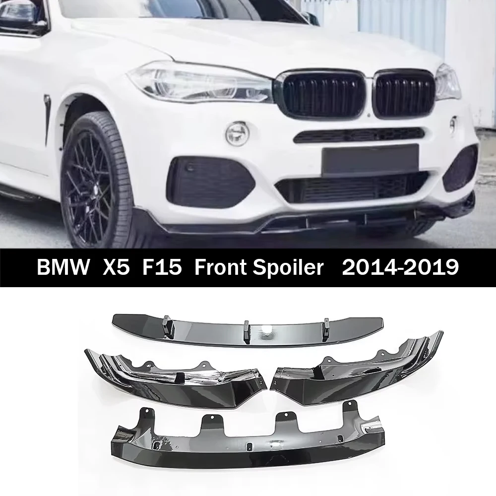 

Для BMW X5 F15 2014-2019 черный стиль воина, передний бампер, разделитель губ, 4 предмета, секционный дизайн, внешние аксессуары для обновления