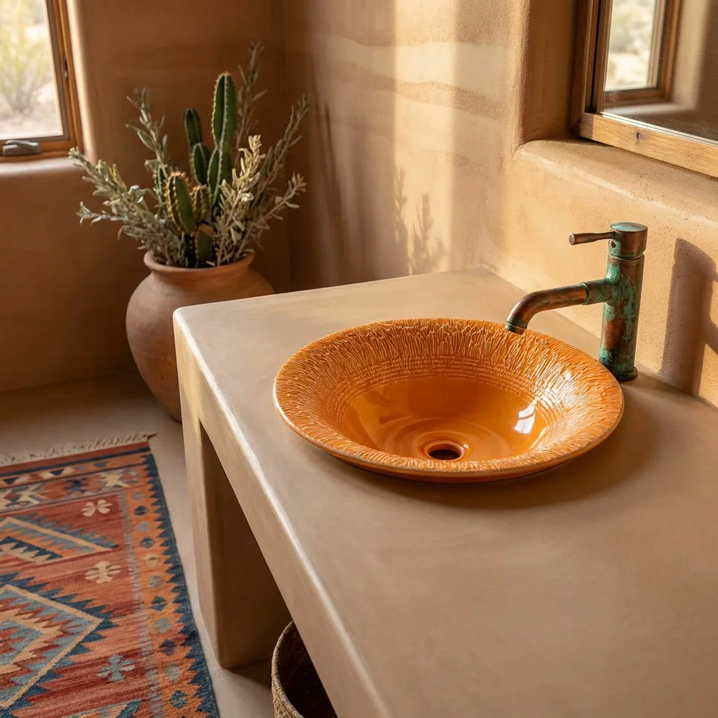 R*# Light Luxury High-End Modern Eco-Friendly Wood Grain Relief Ceramic Art Basin with Flower Shape