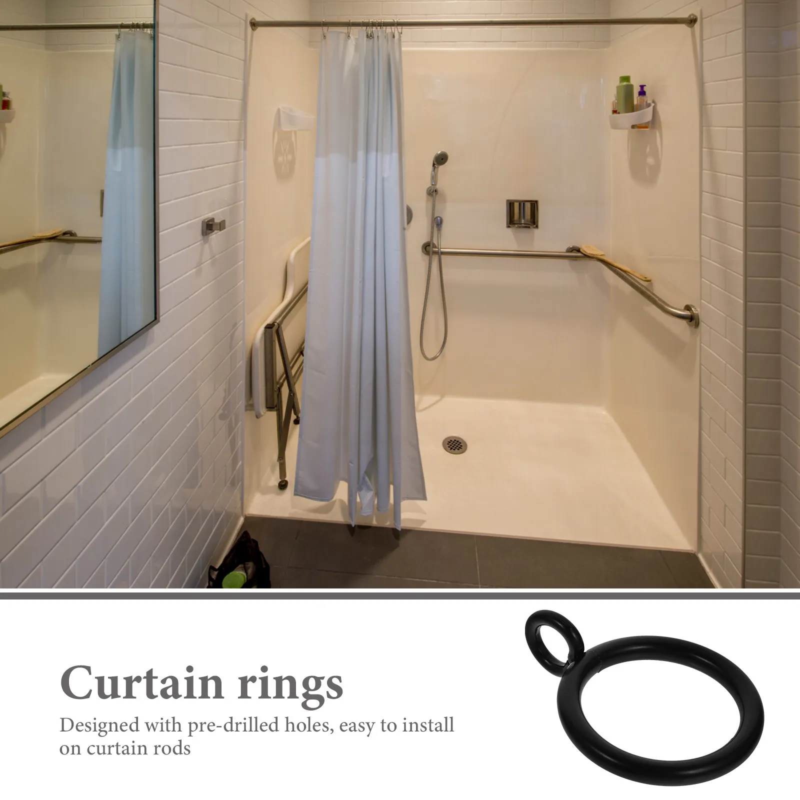 40Pcs Black Curtain Rings Iron Material Sturdy Easy Install Fits Drapery Rods Eyelet Rings Metal Ring Curtain Metal Hook