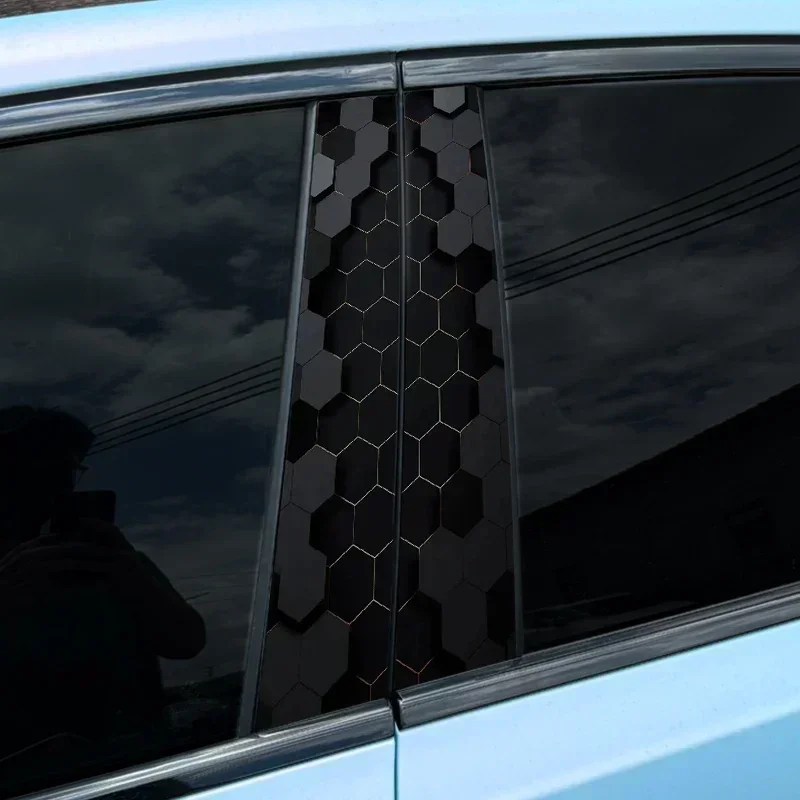 

1PC/2PCS 3D Effect Honeycomb Car Sticker Auto B Pillar PET Decal Waterproof Vehicle Doors Center Column Refit Styling Decoration