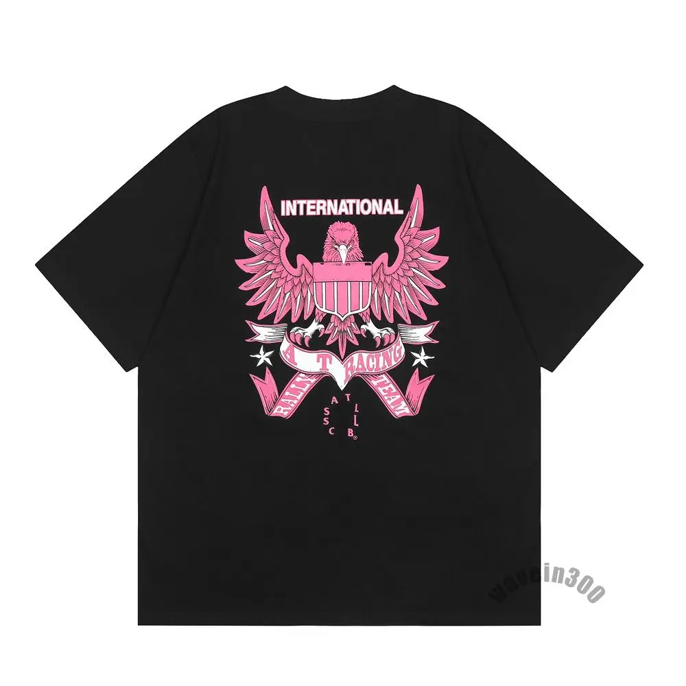2026 new Loose round-neck retro pink eagle emblem back-printed T-shirt, suitable for both men and women, for retro streetwear.