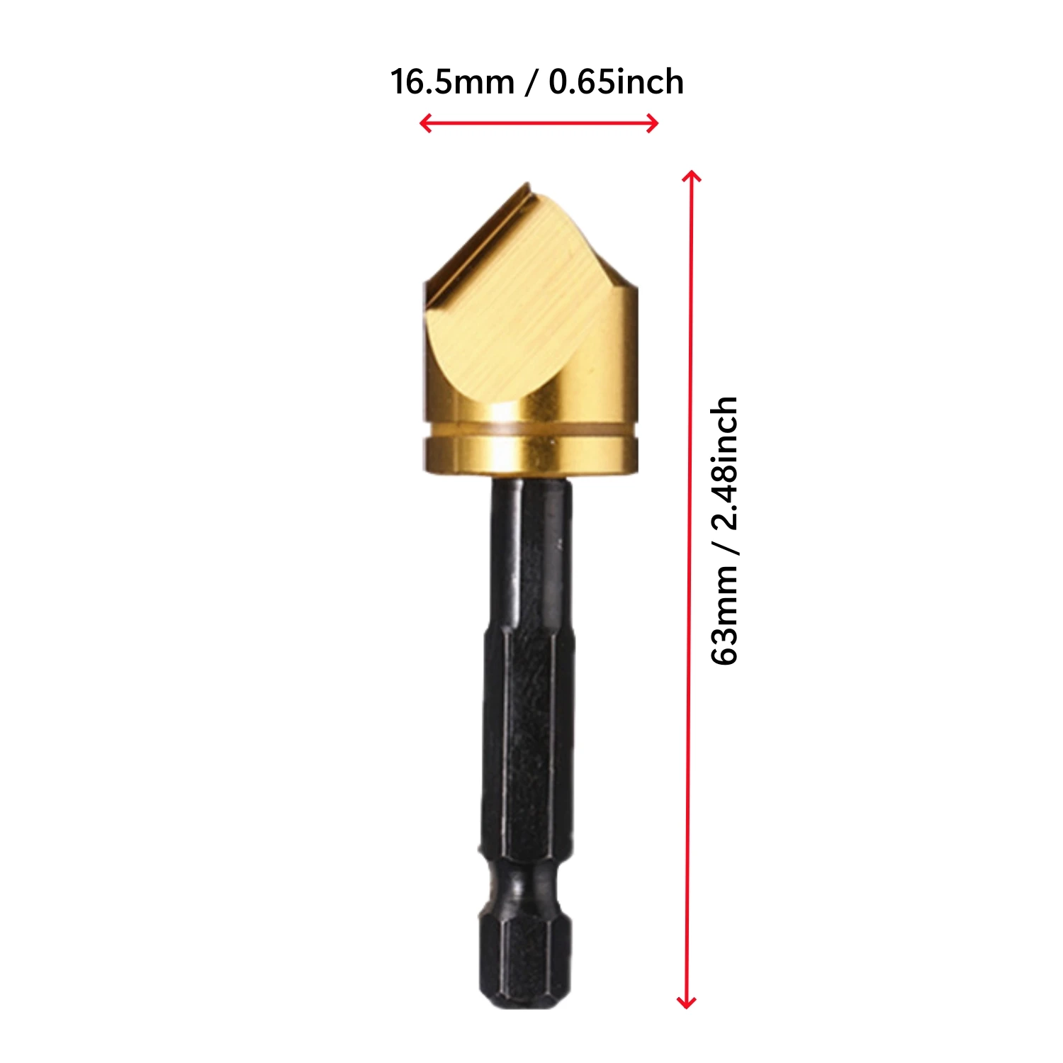 Senkbohrer-Set für Edelstahl, Holz, Kunststoff, HSS M2 16,5/25mm Gold Schwarz Schnellwechsel-Sechskantschaft 1/4 Zoll